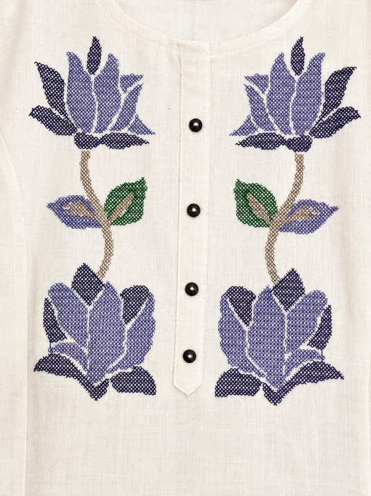 Saanjh 𓂃 ོ☼𓂃 Khadi Cotton Embroidered Cord Set ~ Lilac Lotus