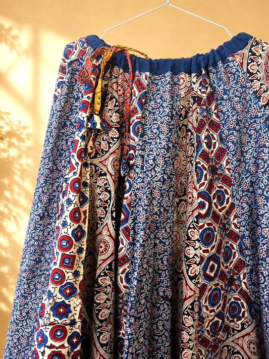 🌻Navrang ~ Neel Ajrakh Skirt and Dupatta Set