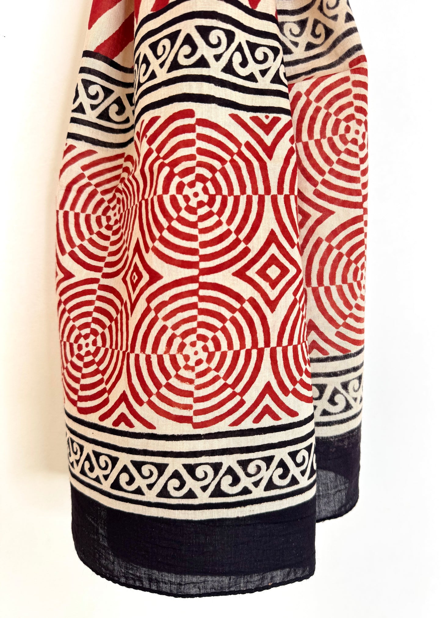 Raag🪷Mulmul Cotton Stoles ~ Zigzag Red