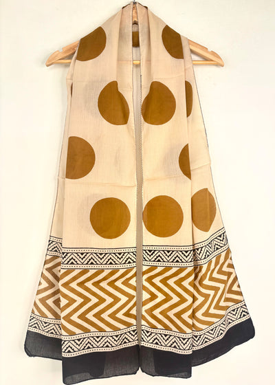 Raag 🪷 Mulmul Cotton Stoles ~ Polka ~ French Beige
