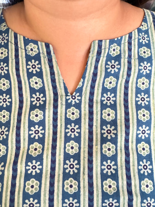 Bluebell ~ Sapphire Blue Handblock Kurti