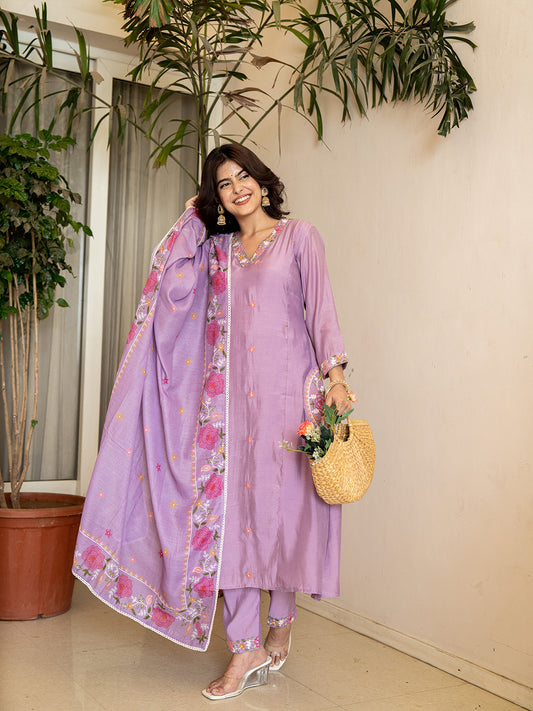 Meher๐ เฝผโผ๐Chanderi Silk Suit Sets, Lavender