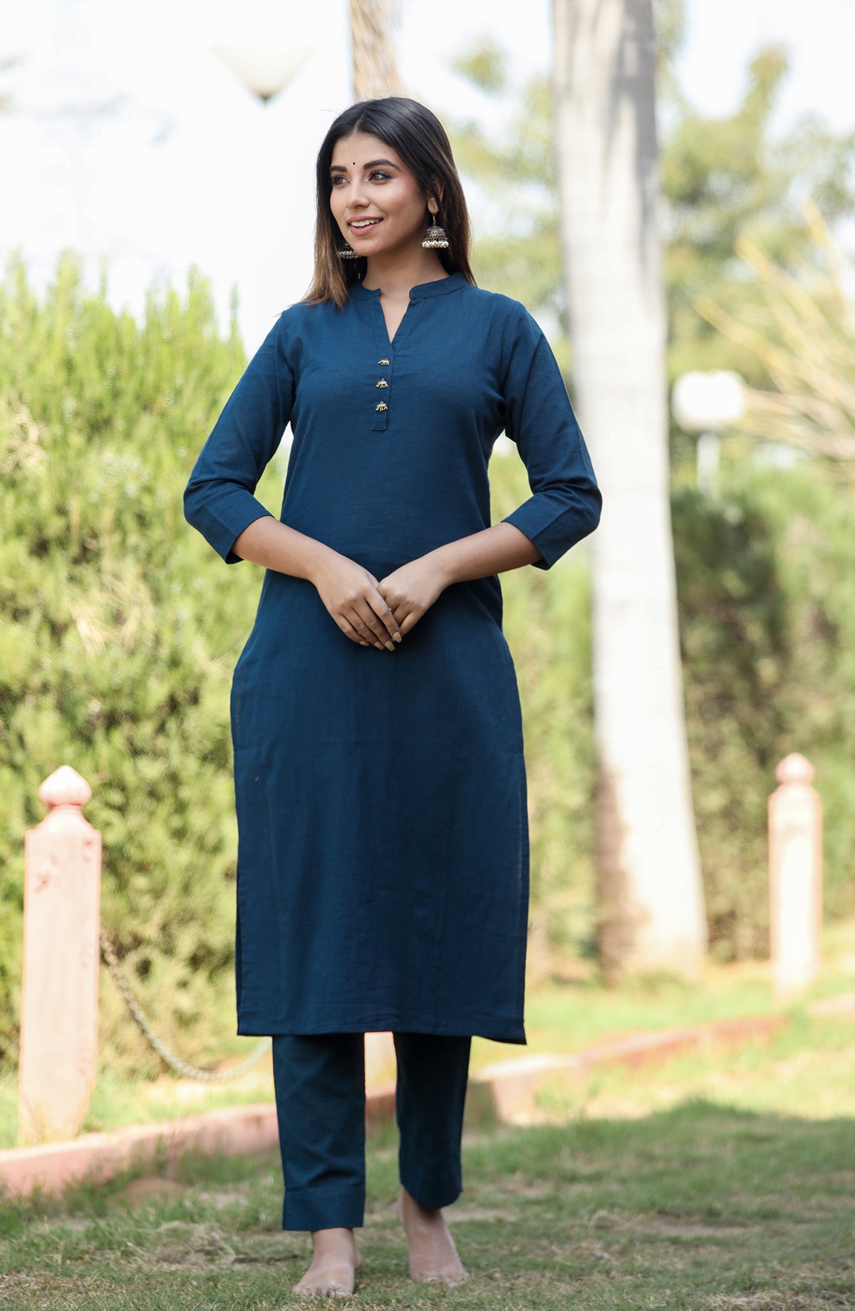 Saadgi ~ Beauty in Simplicity Cotton Kurti, Midnight Blue 💙