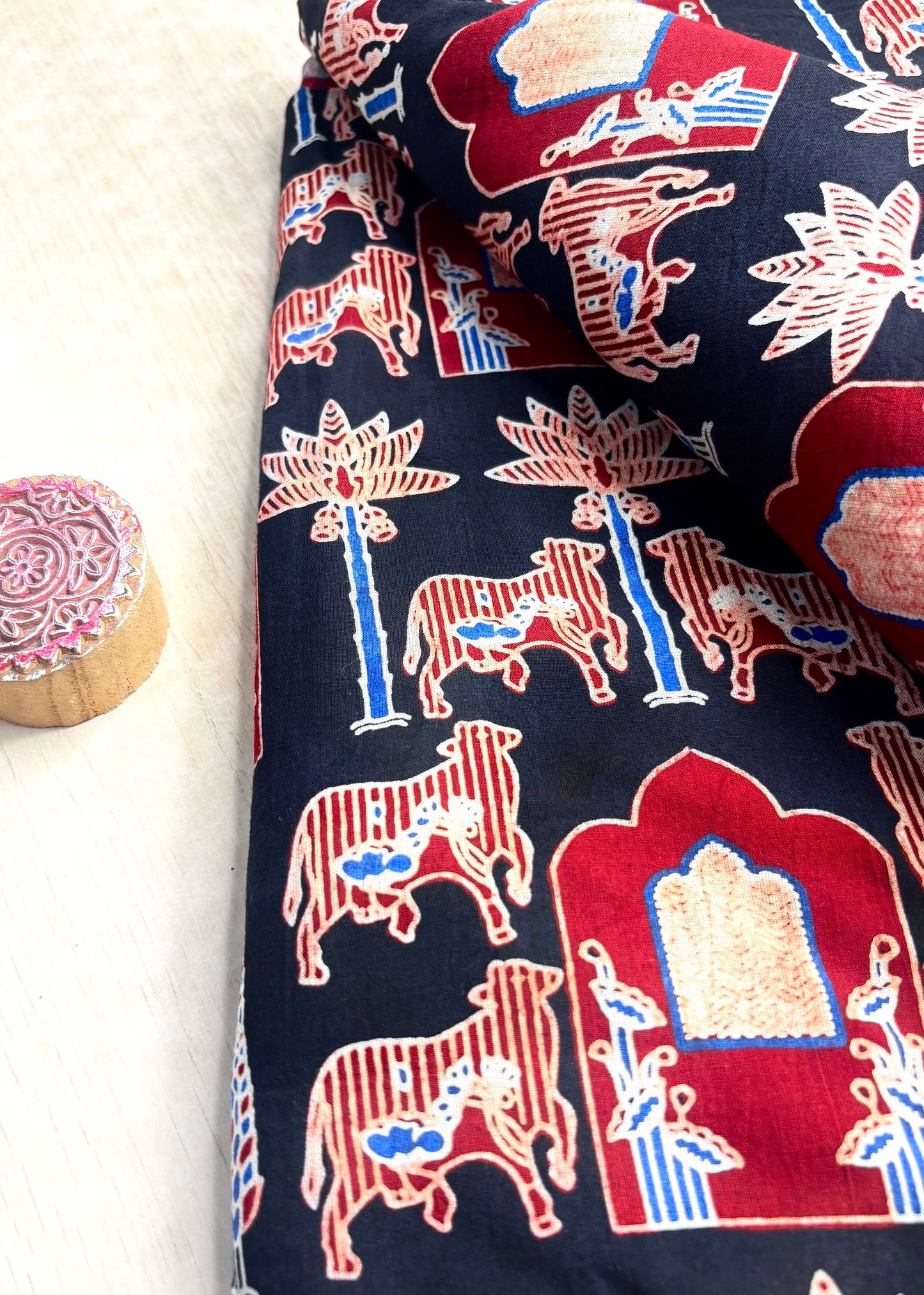 Deep Indigo Blue Cotton Ajrakh Fabric