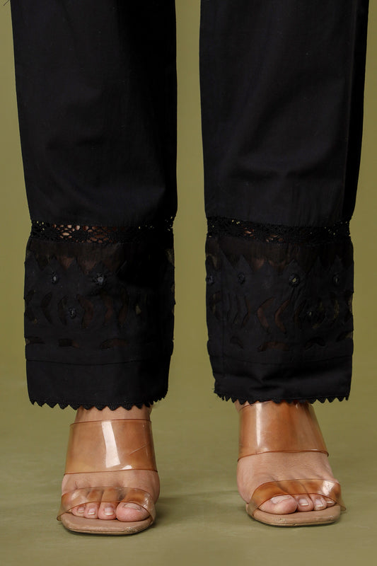 Ebony Black ~ Laced Cut Work Pant