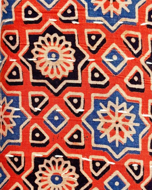 Navrang ~ Ajrakh Handcrafted Wallets ~ Orange Stars