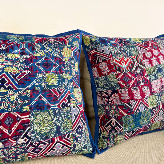 Ajrakh Cushion Covers ~ Ikkat Blue Motif ~ Set of 2