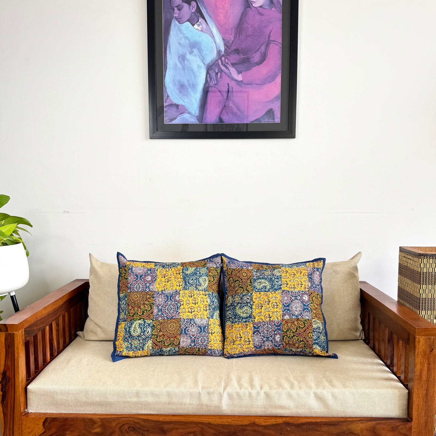 Ajrakh Cushion Covers ~ Autumn Shower ~ Set of 2