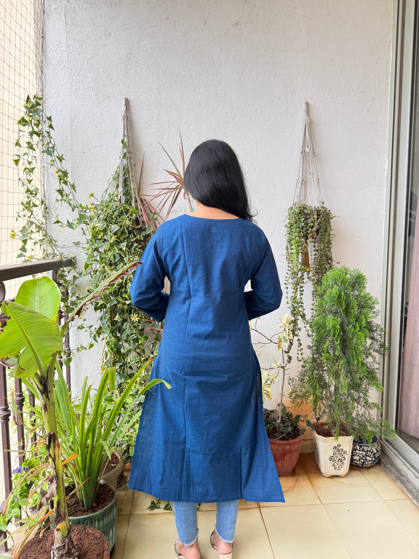 Masakali ~ Cotton Embroidered Kurti, Navy Blue 💙