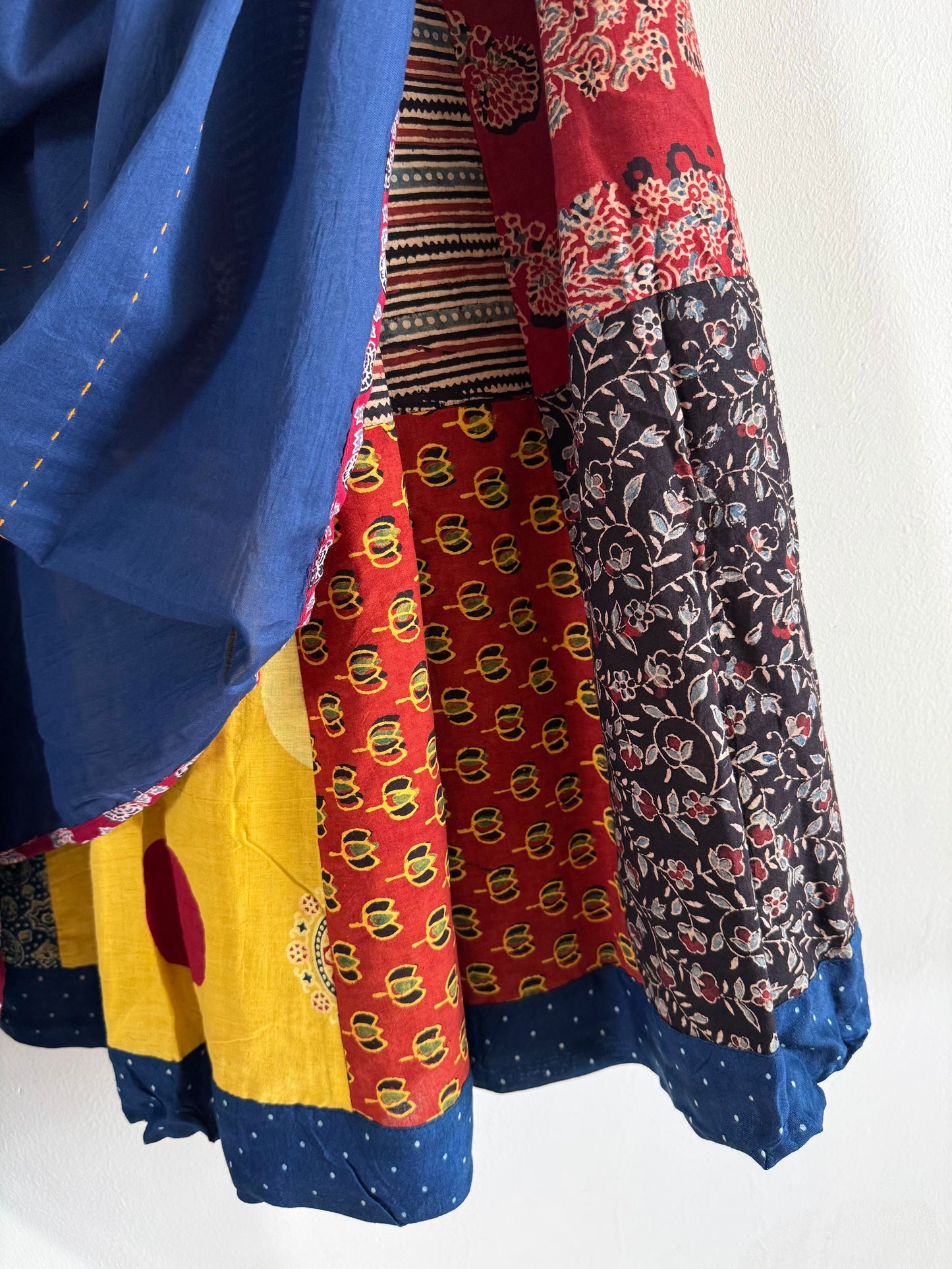 ✨Navrang ~ Ajrakh Long Skirt and Dupatta Set ~ Multicolor w/ Blue