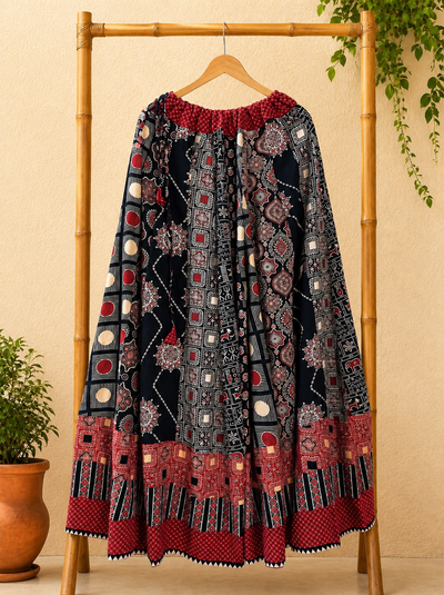 ⚜️ Dharohar ~ Aakriti ~ Ajrakh Long Kali Skirt