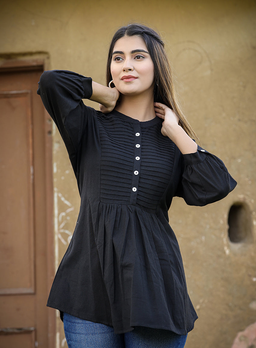 Bella ~ Ink Black Tunic Top