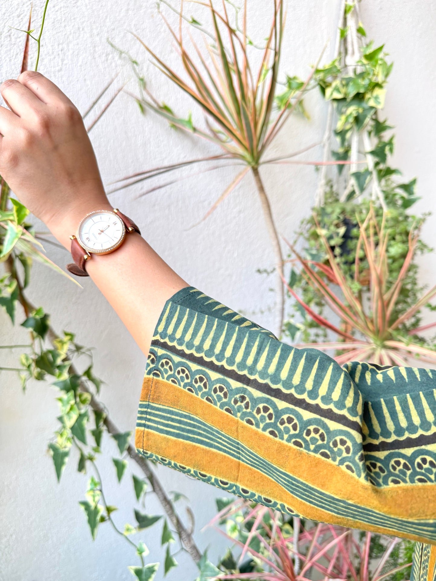 Forest Fern ~ Olive Green Ajrakh Handblock Kurti