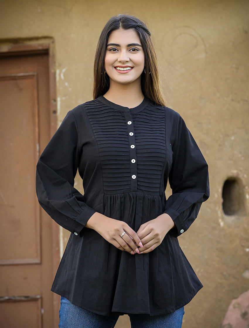 Bella ~ Ink Black Tunic Top