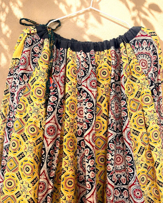 🌻Navrang ~ Marigold Ajrakh Skirt and Dupatta Set