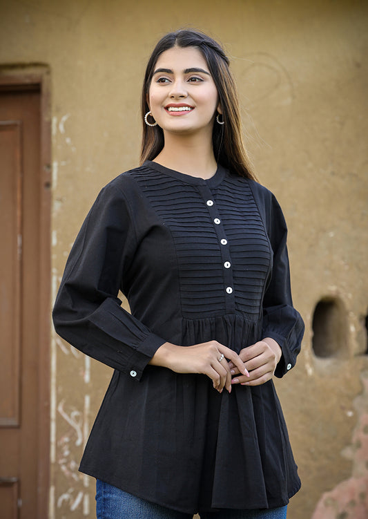 Bella ~ Ink Black Tunic Top