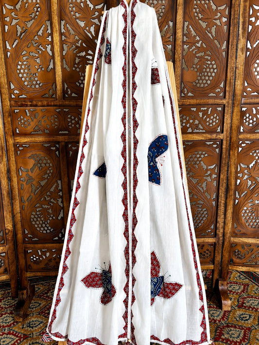 Ajrakh Applique & Kantha Embroidered ~ Rang Baag Dupatta