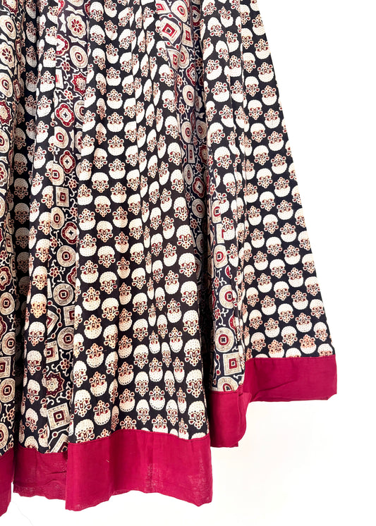 ✨Navrang ~ Ajrakh Lehenga and Dupatta Set ~ Wine Red w/ Black