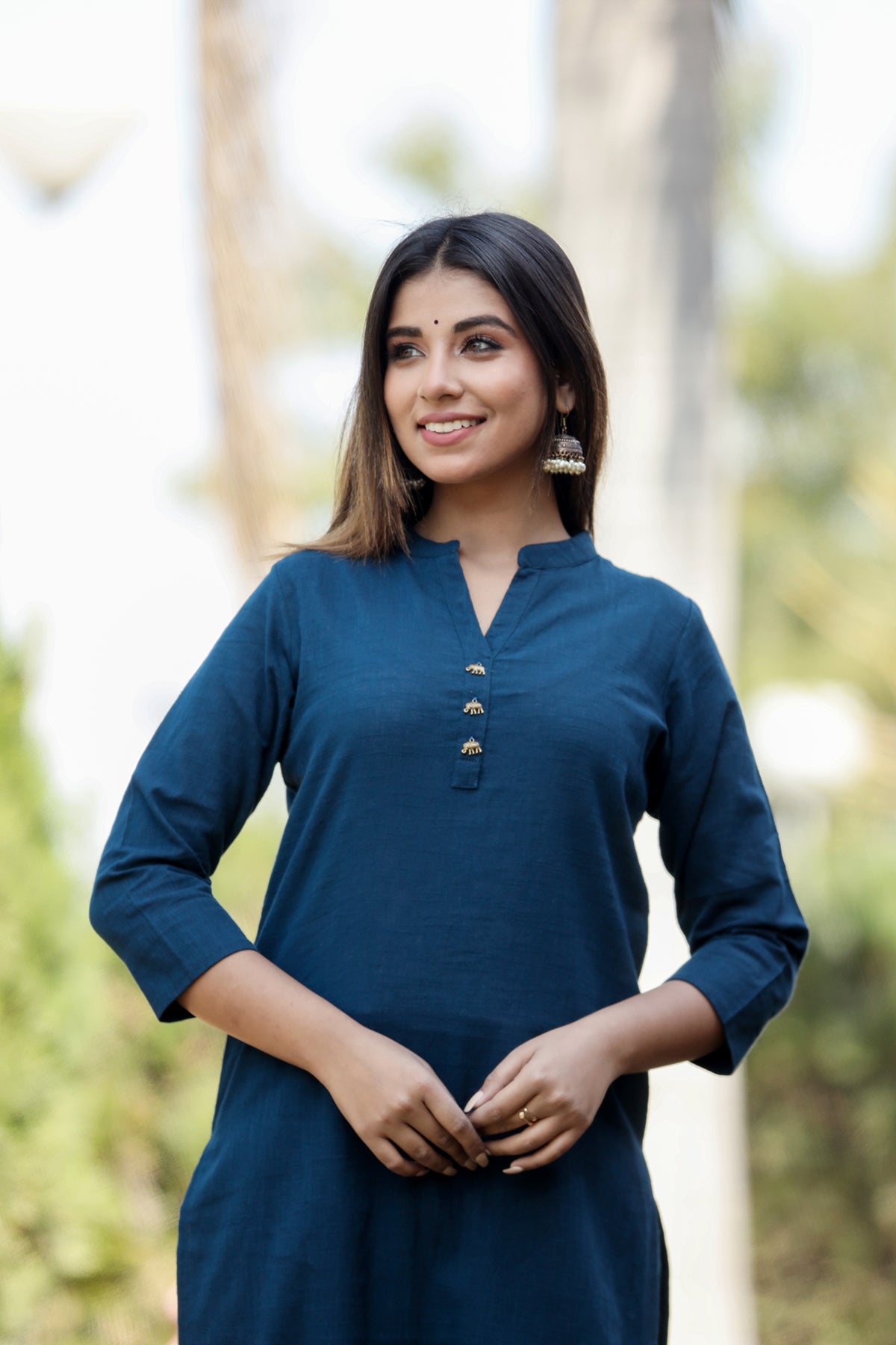 Saadgi ~ Beauty in Simplicity Cotton Kurti, Midnight Blue 💙