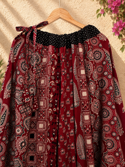 ⚜️ Dharohar ~ Lokrang ~ Ajrakh Long Kali Skirt
