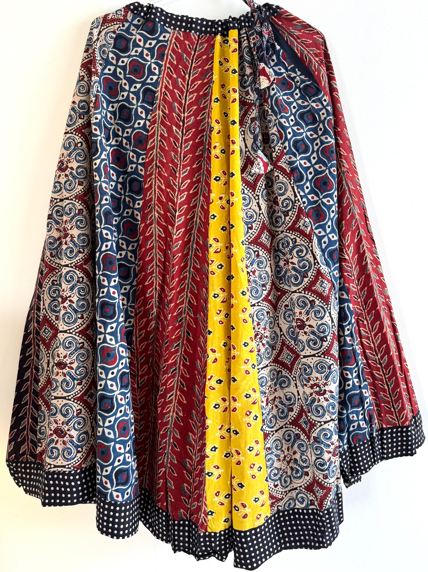 🌻Navrang ~ Ajrakh Handcrafted Lehengas ~ Multicolor Pleads