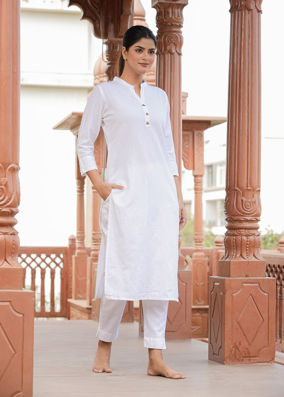 Saadgi ~ Beauty in Simplicity Cotton Suits, Starch White 🕊️