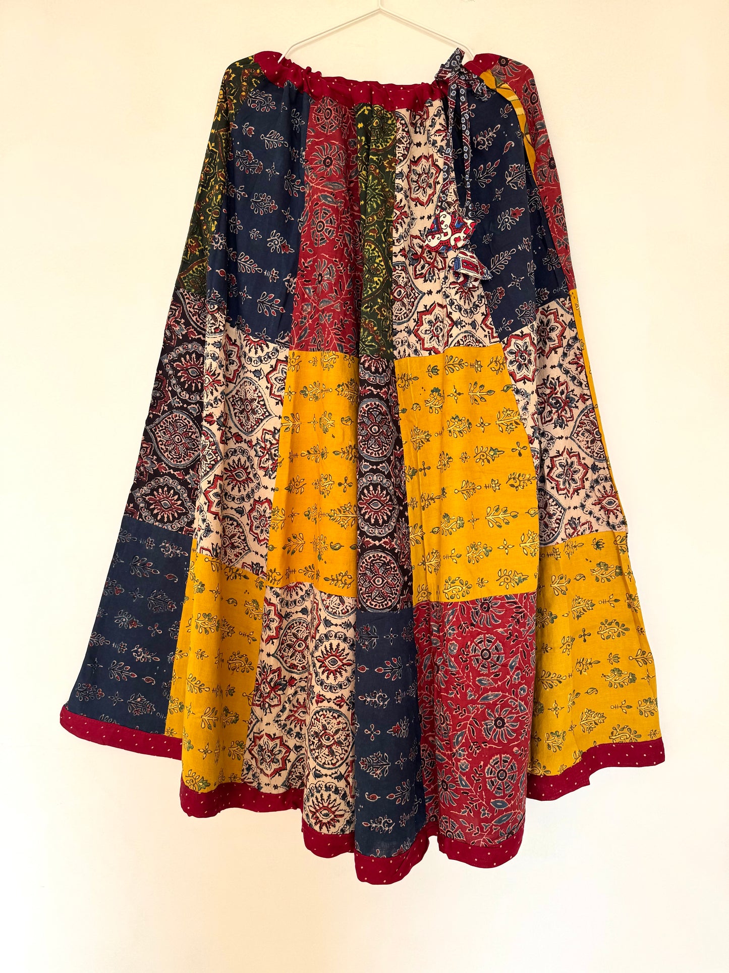 ✨Garba nu Ghoomie ~ Ajrakh Lehenga and Dupatta Set ~ Multicolored w/ Red polka border