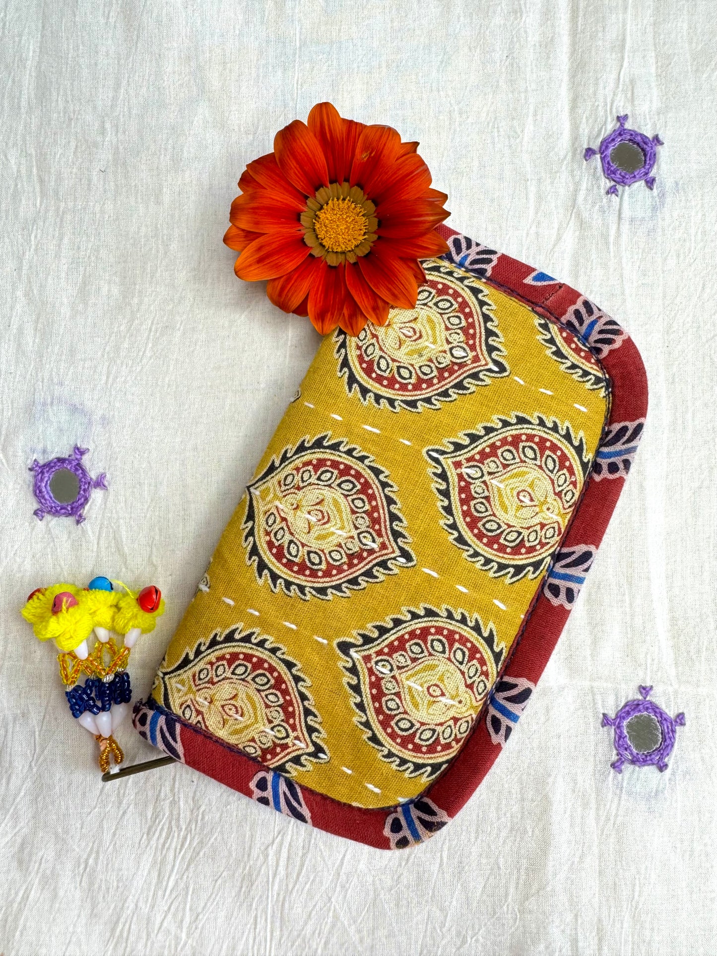 Navrang ~ Ajrakh Handcrafted Wallets ~ Yellow & Red