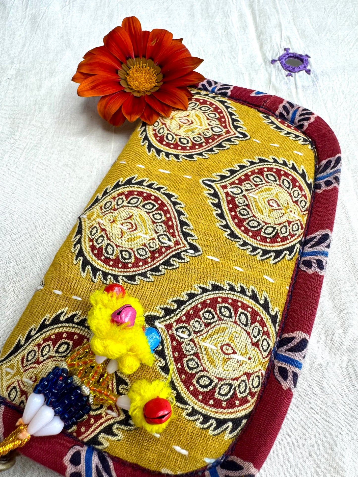 Navrang ~ Ajrakh Handcrafted Wallets ~ Yellow & Red