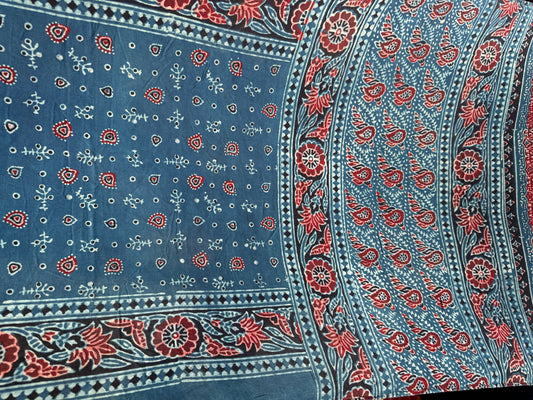 Rangrez🔅Modal Silk Ajrakh Stoles ~ Indigo Star Dust
