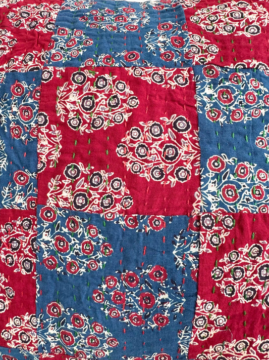 Ajrakh Cushion Covers ~ Bouquet Motif ~ Set of 2