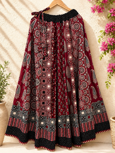 ⚜️ Dharohar ~ Lokrang ~ Ajrakh Long Kali Skirt
