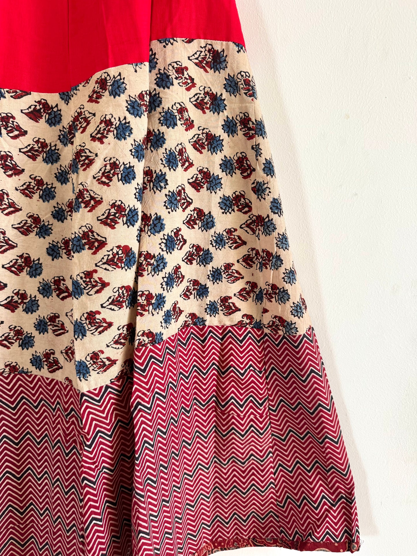 🌻Navrang ~ Ajrakh Handcrafted Lehengas ~ Cherry Red
