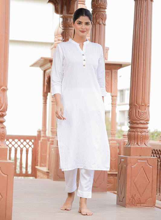 Saadgi ~ Beauty in Simplicity Cotton Suits, Starch White 🕊️
