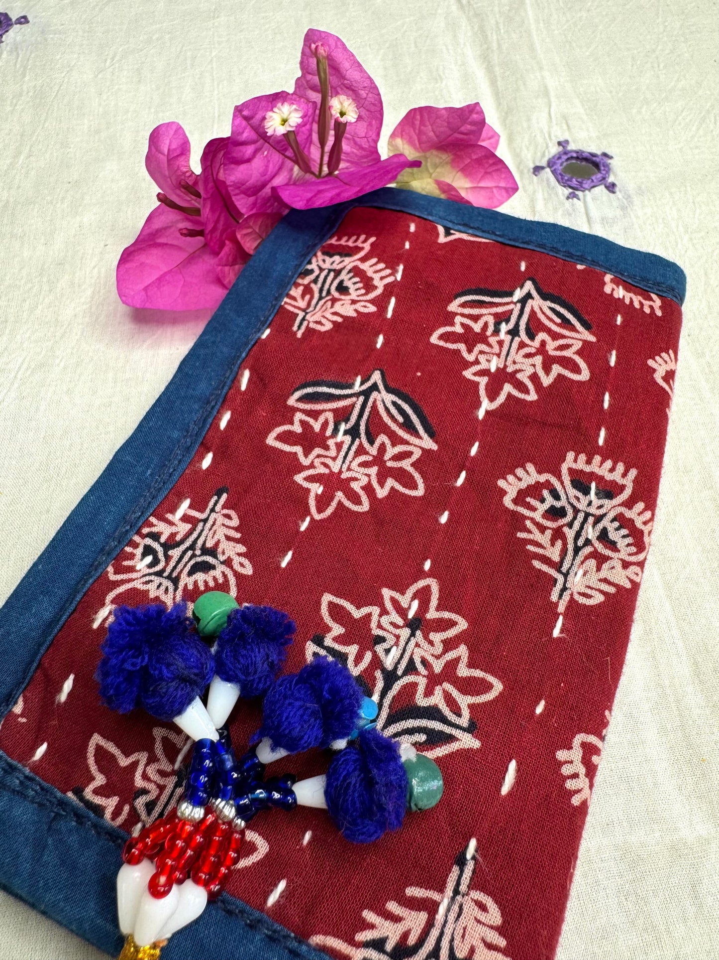 Navrang ~ Ajrakh Handcrafted Wallets ~ Wine Red