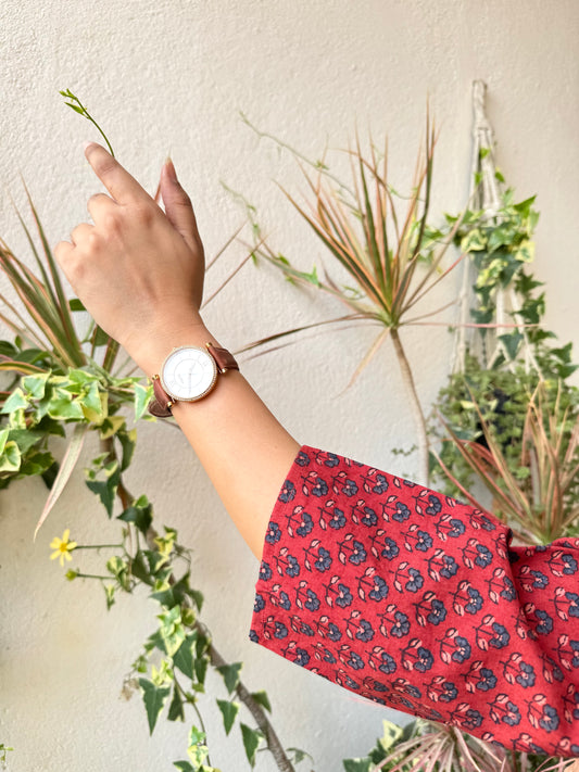 Bellflower ~ Burgundy Ajrakh Handblock Kurti