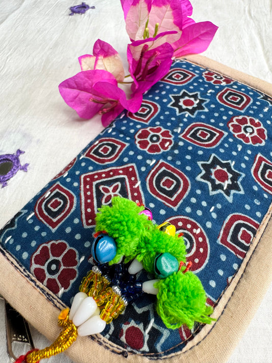 Navrang ~ Ajrakh Handcrafted Wallets ~ Navy Blue