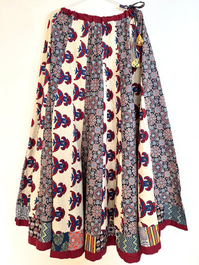 🌻Navrang ~ Ajrakh Handcrafted Lehengas ~ Blue & White w/ Hibiscus Flowers