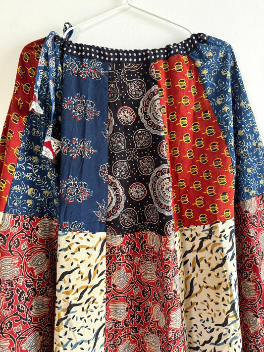 ✨Navrang ~ Ajrakh Skirt and Dupatta Set ~ Deep Red w/ Multicolor
