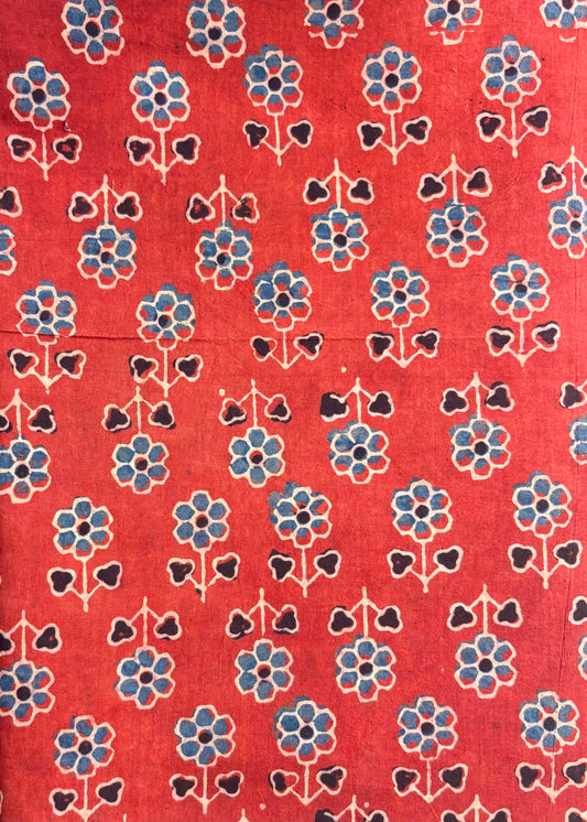 Brick Red Cotton Ajrakh Fabric