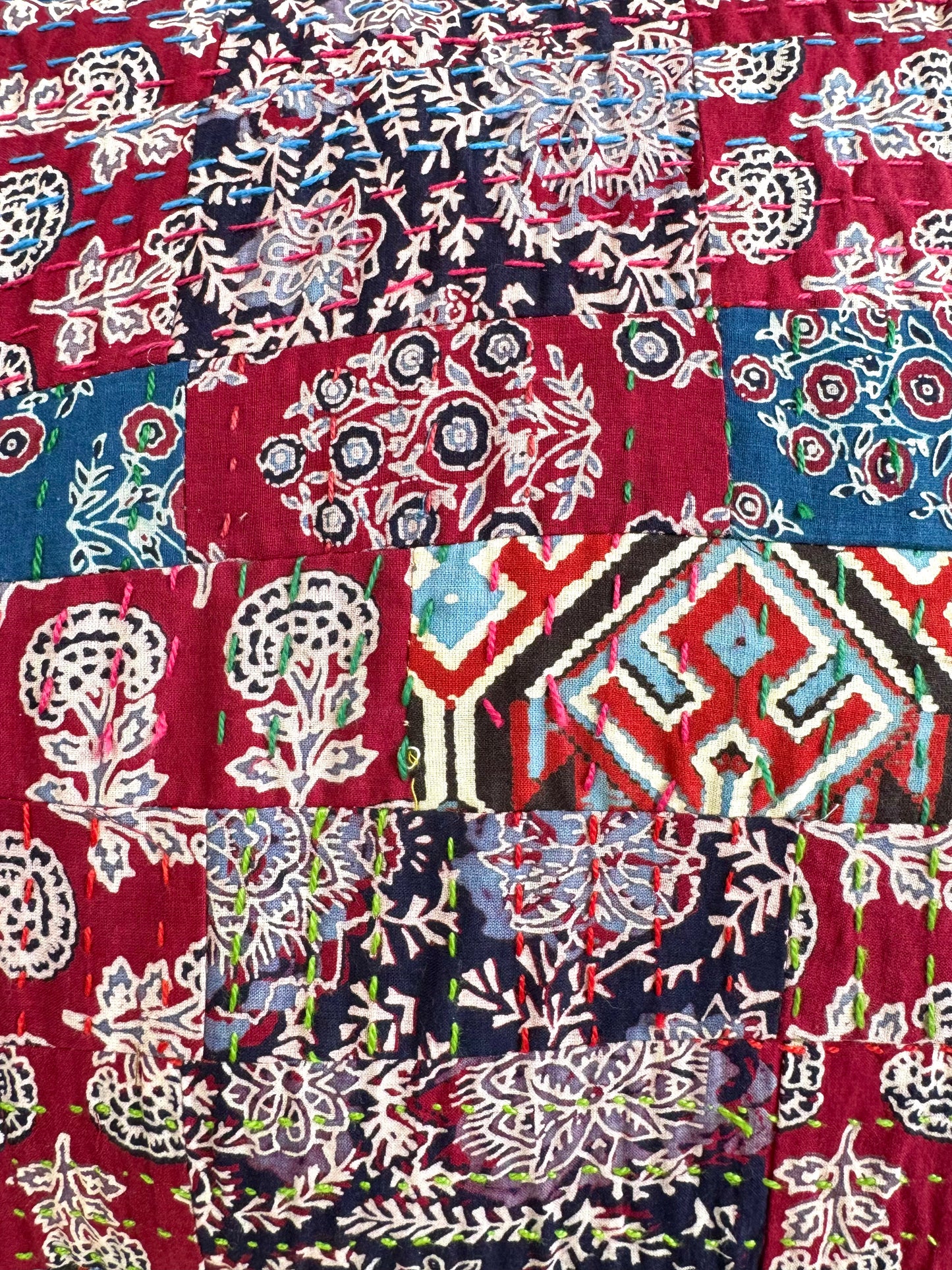 Ajrakh Cushion Covers ~ Red Marigold Motif ~ Set of 2