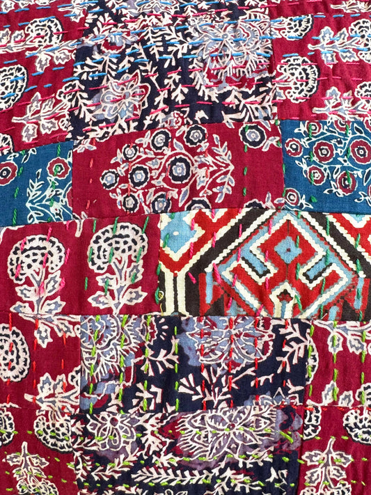 Ajrakh Cushion Covers ~ Red Marigold Motif ~ Set of 2