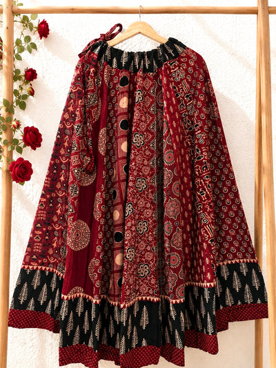 ⚜️ Dharohar ~ Mehrun ~ Ajrakh Long Kali Skirt