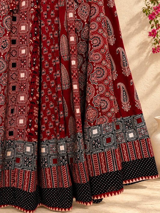 ⚜️ Dharohar ~ Lokrang ~ Ajrakh Long Kali Skirt