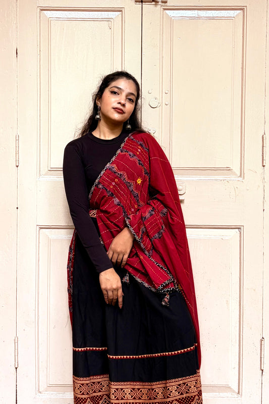 🌺Raasrang ~ Kalanya ~ Ajrakh Skirt and Dupatta Set