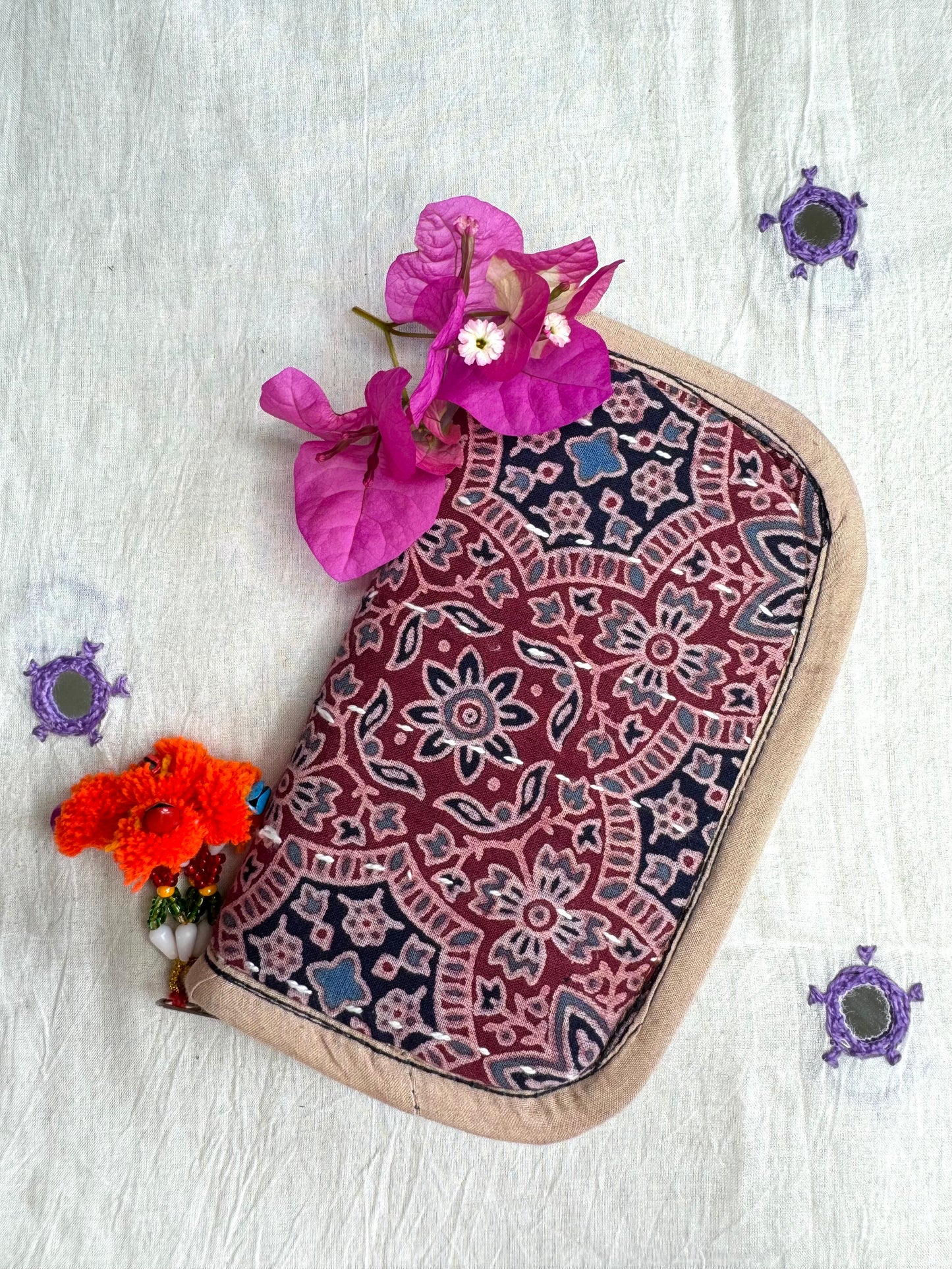Navrang ~ Ajrakh Handcrafted Wallets ~ Ruby Red