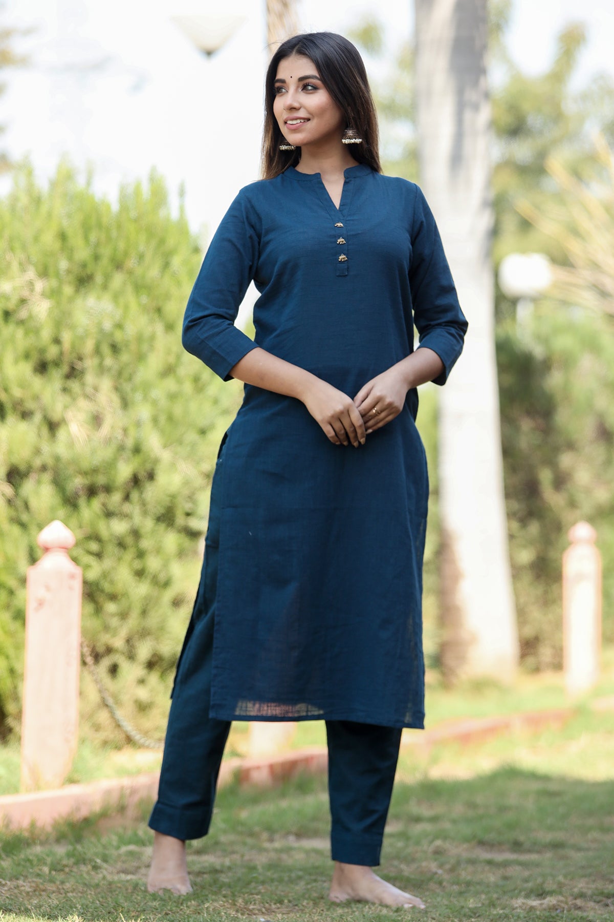 Saadgi ~ Beauty in Simplicity Cotton Kurti, Midnight Blue 💙