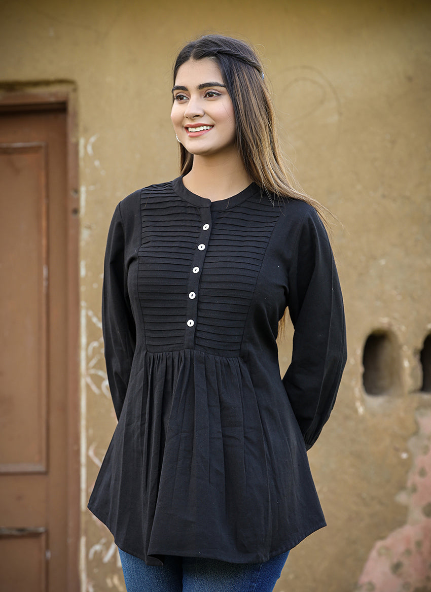 Bella ~ Ink Black Tunic Top
