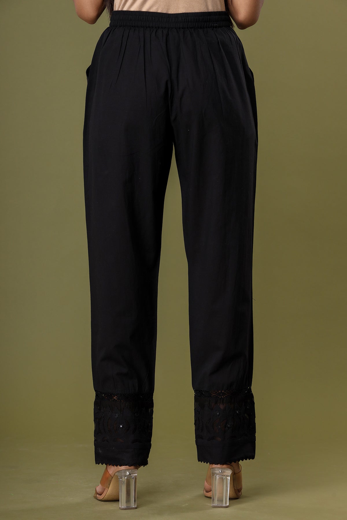 Ebony Black ~ Laced Cut Work Pant