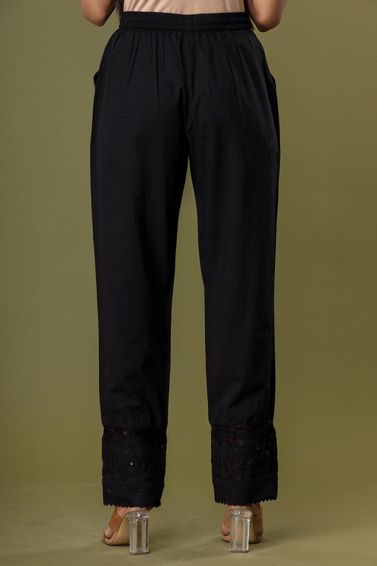 Ebony Black ~ Laced Cut Work Pant